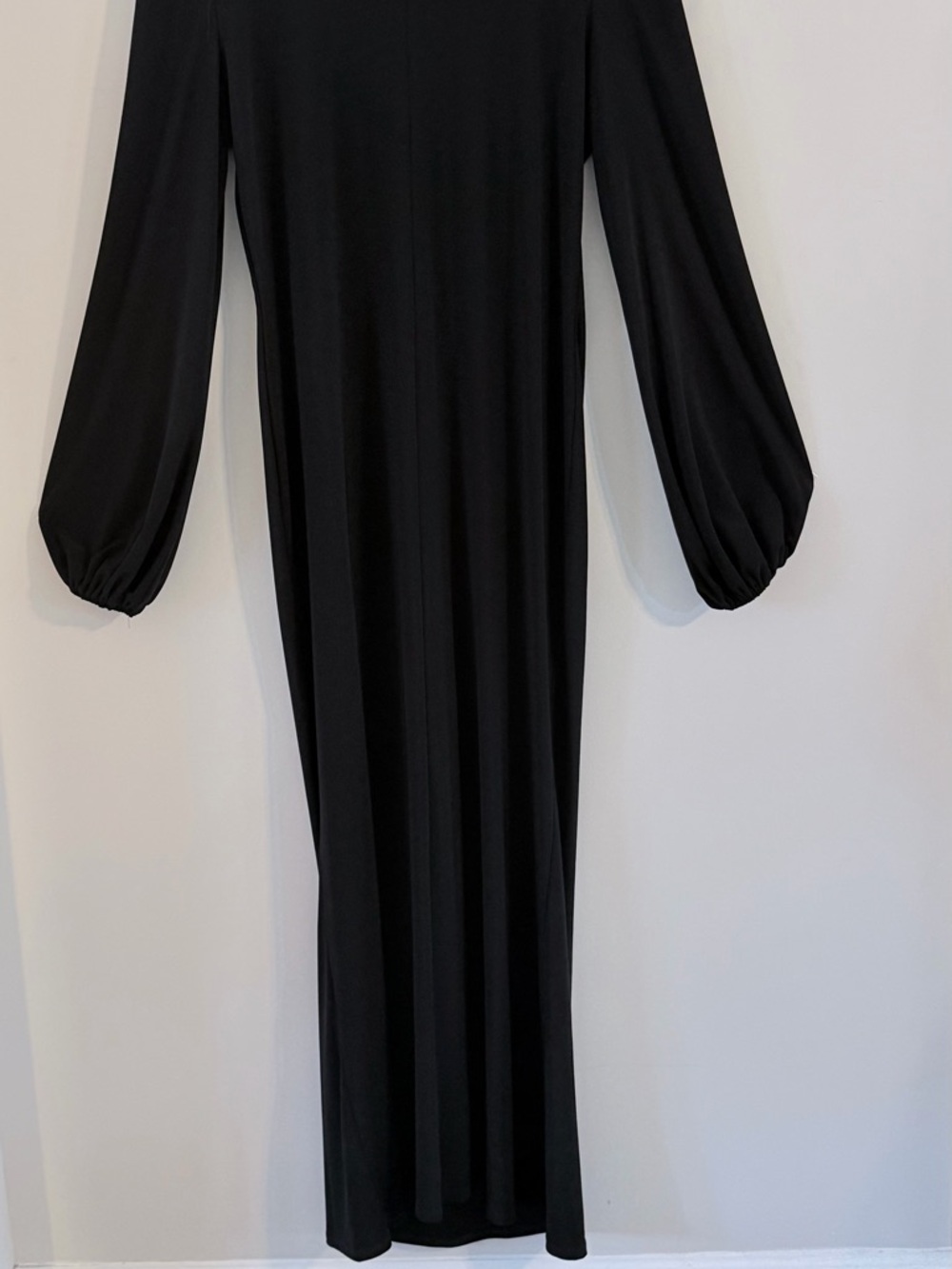Bebe Black Poet Sleeve Tie-Neck Maxi Dress Size XL - Picture 7 of 15